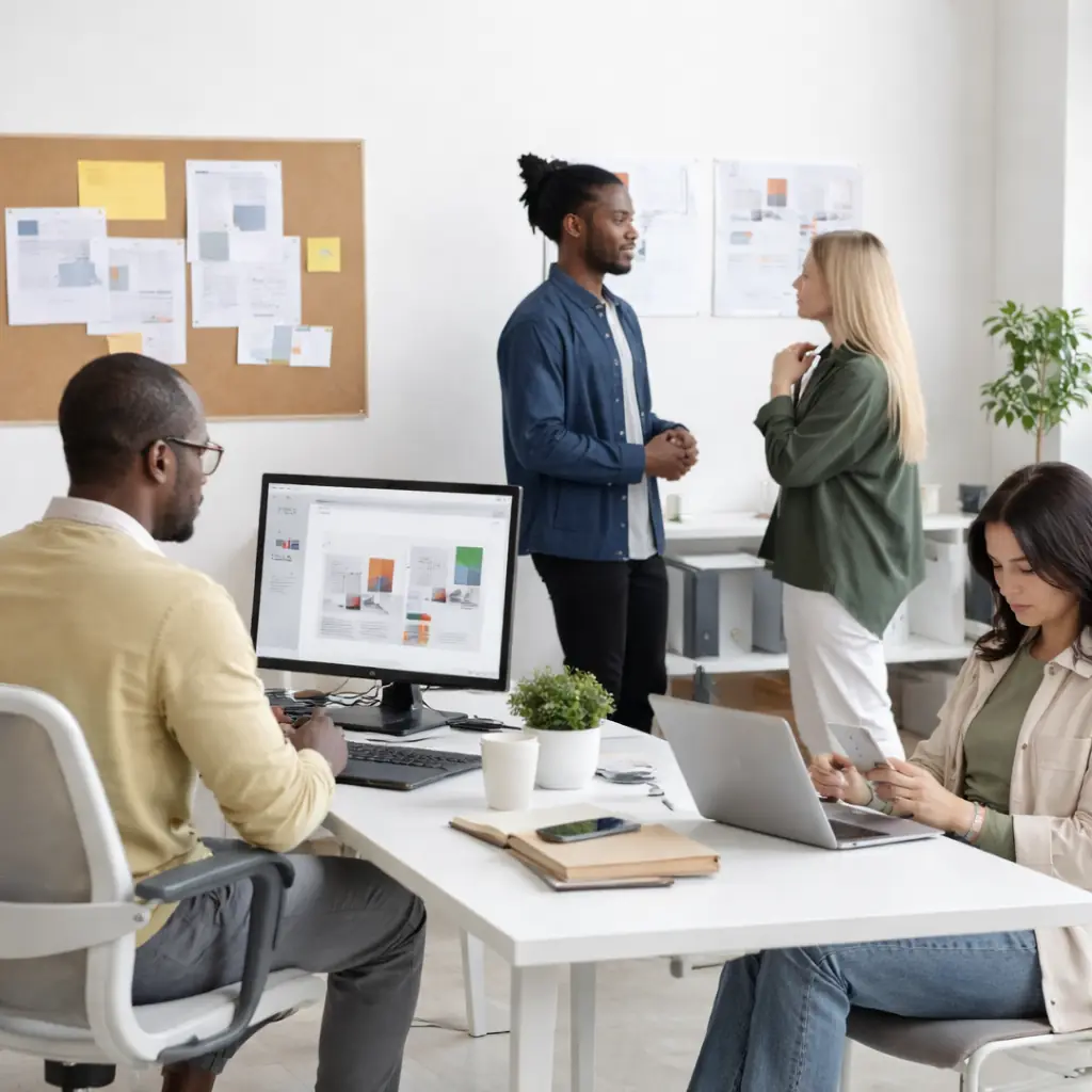 Team collaborating in a studio