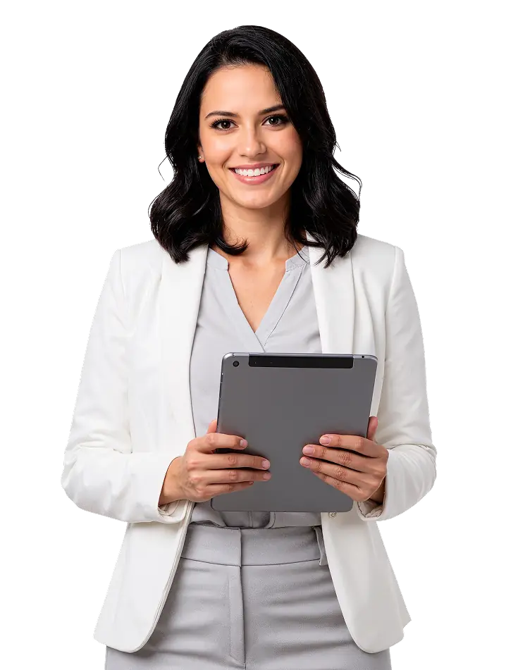 Consultant holding a tablet